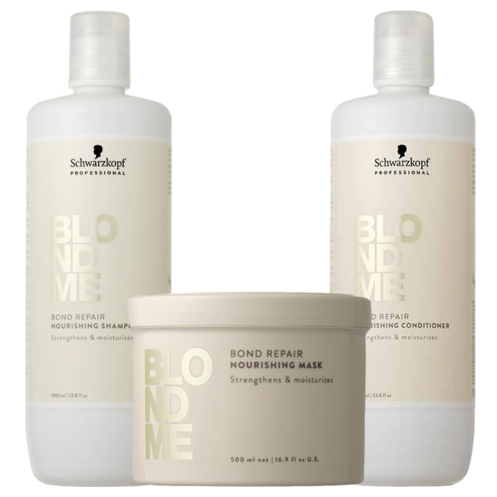 SCHWARZKOPF Kit BlondMe Bond Repair Nourishing Shampoo 1000ml + Mask 500ml + Conditioner 1000ml