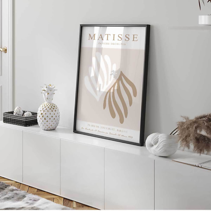 Affiche encadrée feuilles minimalistes matisse Affiche + cadre en métal - Noir