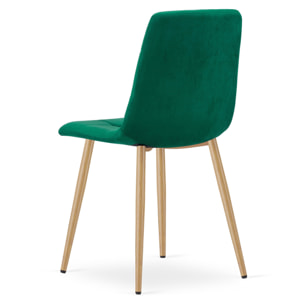 Sedia Kara in Velluto Verde Scuro con Gambe Effetto Rovere