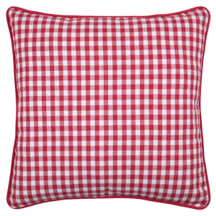 Coussin décoratif motif vichy en polycoton - Rouge