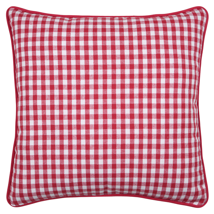 Coussin décoratif motif vichy en polycoton - Rouge