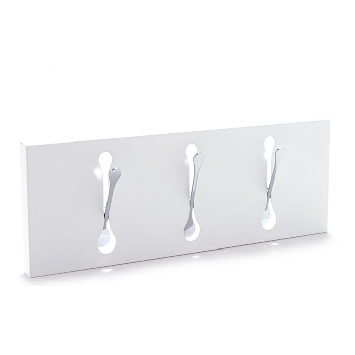 Porte-manteau mural Tomasucci BIN 3 WHITE, métal blanc mat, 48 × 3 × 18 cm