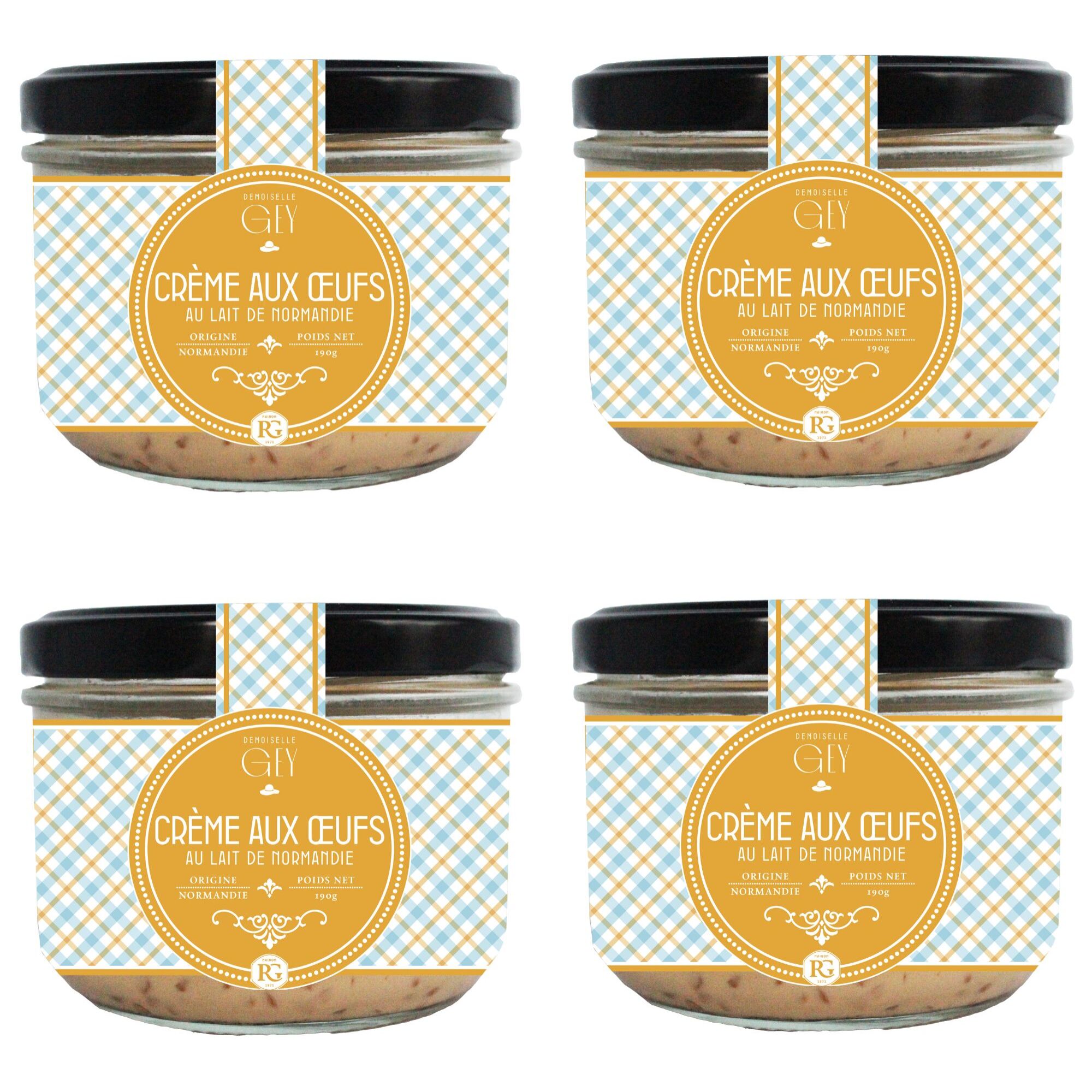 4 x Crème aux oeufs saveur vanille - 4 x 190g - Raoul Gey - France