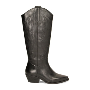 Stivali texani neri in pelle