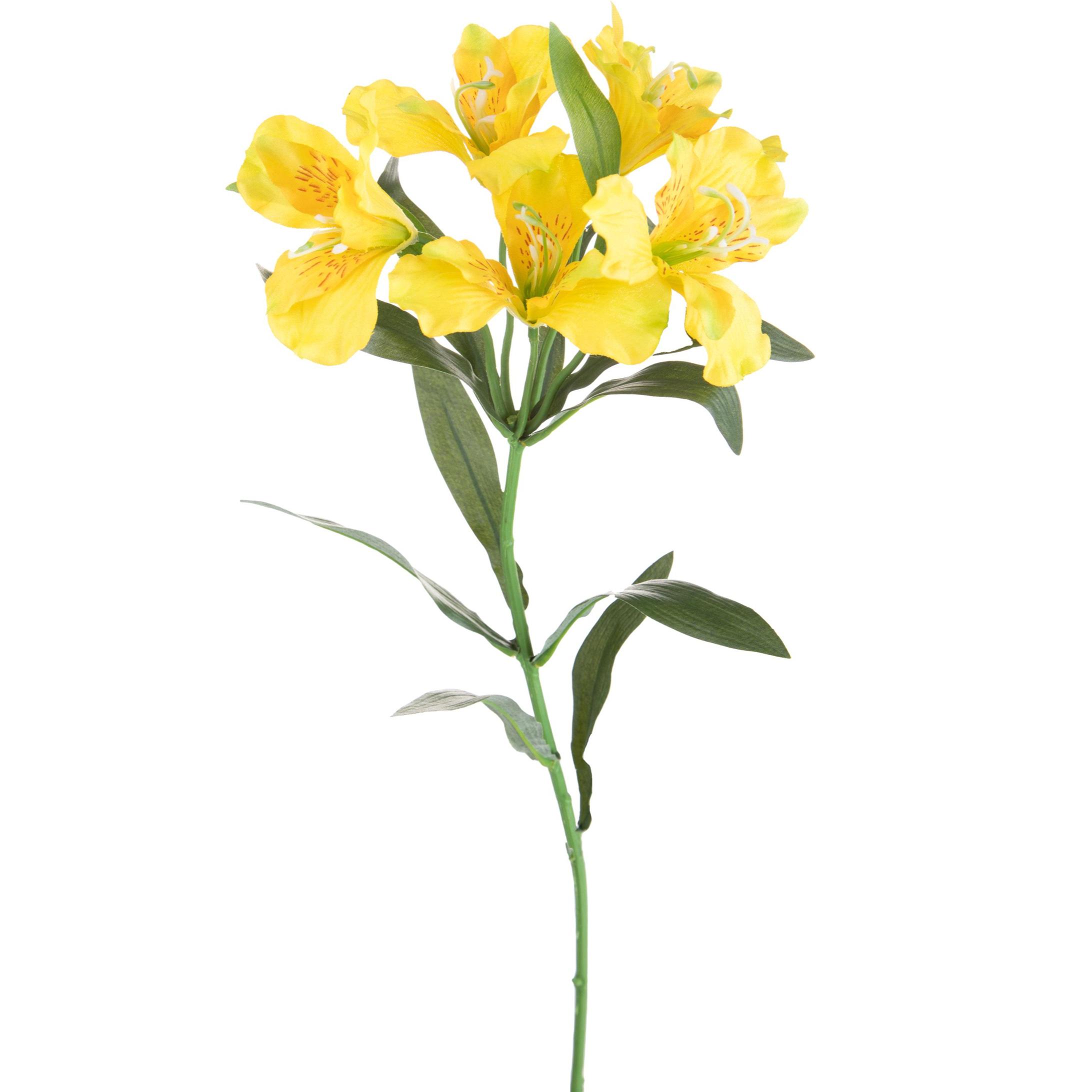 Fiore Di Alstromeria In Materiale Sintetico. Altezza 62 Cm - Pezzi 12 - 17X62X17cm - Colore: Giallo - Bianchi Dino - Fiori Artificiali