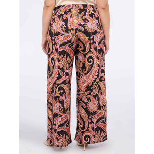 Fiorella Rubino - Pantaloni wide leg in jersey con stampa bandana - Nero