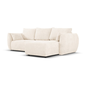 Canapé d'angle droit convertible avec coffre de rangement "Matera" 4 places en chenille beige clair
