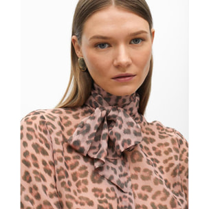 Camicia con fiocco animalier