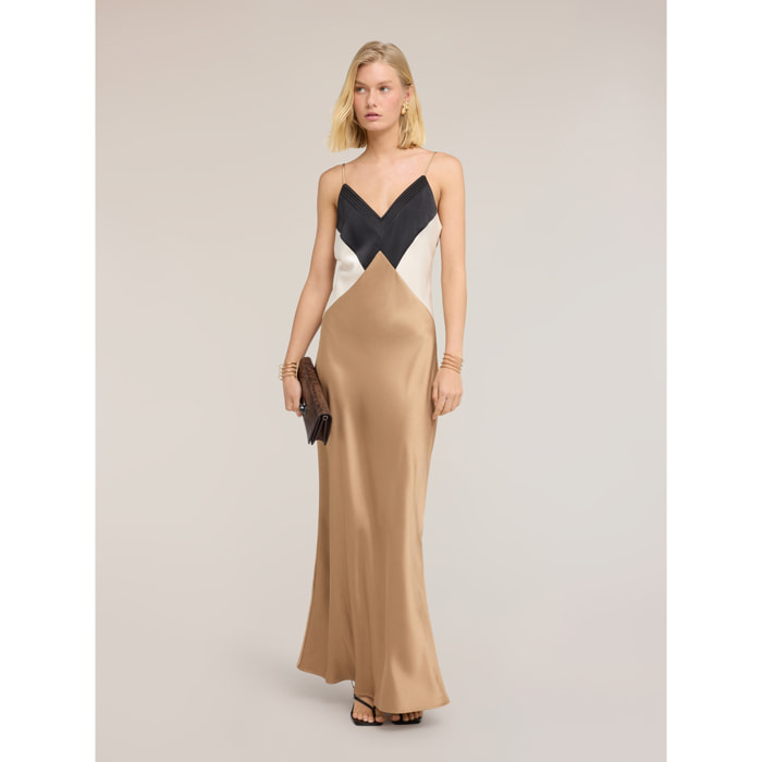 Motivi - Vestito lungo in raso - Beige
