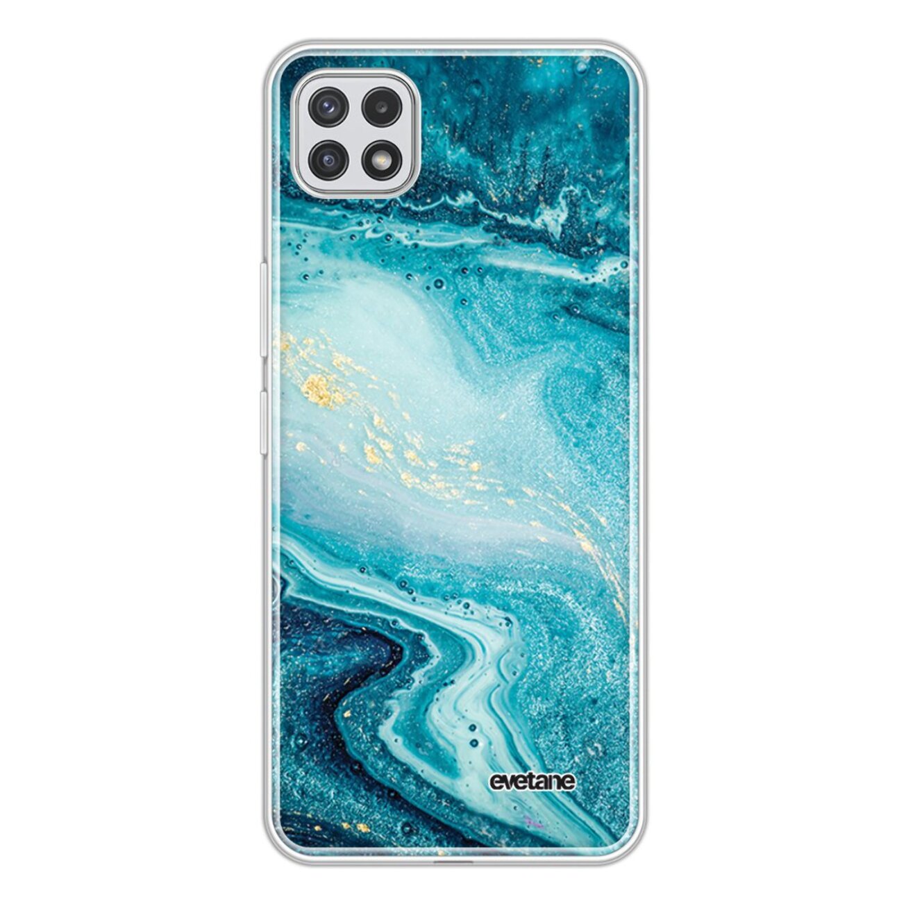 Coque Samsung Galaxy A22 5G 360 intégrale transparente Bleu Nacré Marbre Tendance Evetane.