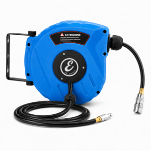 Avvolgitubo Aria Compressa Tubo Professionale Attacco 1/4" Fissaggio Parete Muro Sistema Blocco Automatico Riavvolgitore Pressione 24 Bar 10 + 1 Mt
