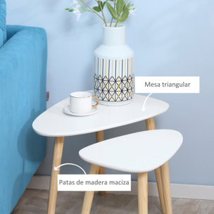 Juego de 2 Mesas Auxiliares con Patas de Madera para Salón Dormitorio Oficina