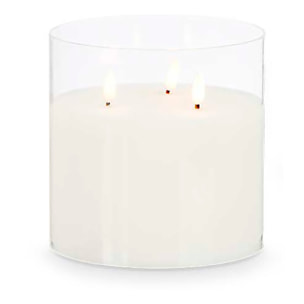 Vela led 3 luces vaso cristal
