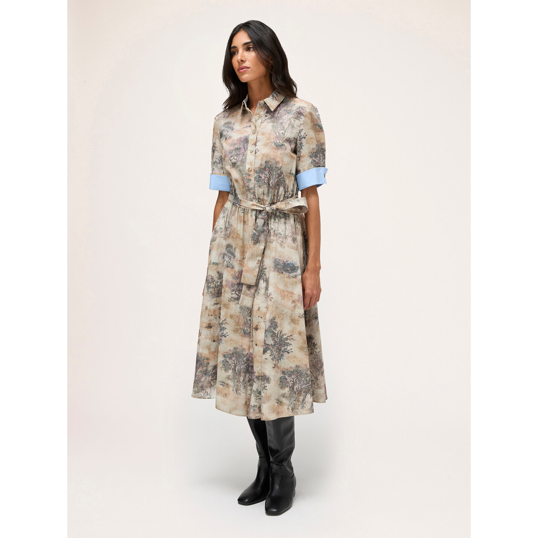 Motivi - Vestito chemisier stampato in cotone - Beige