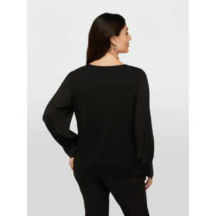 Fiorella Rubino - Blusa con mangas plisadas - Negro