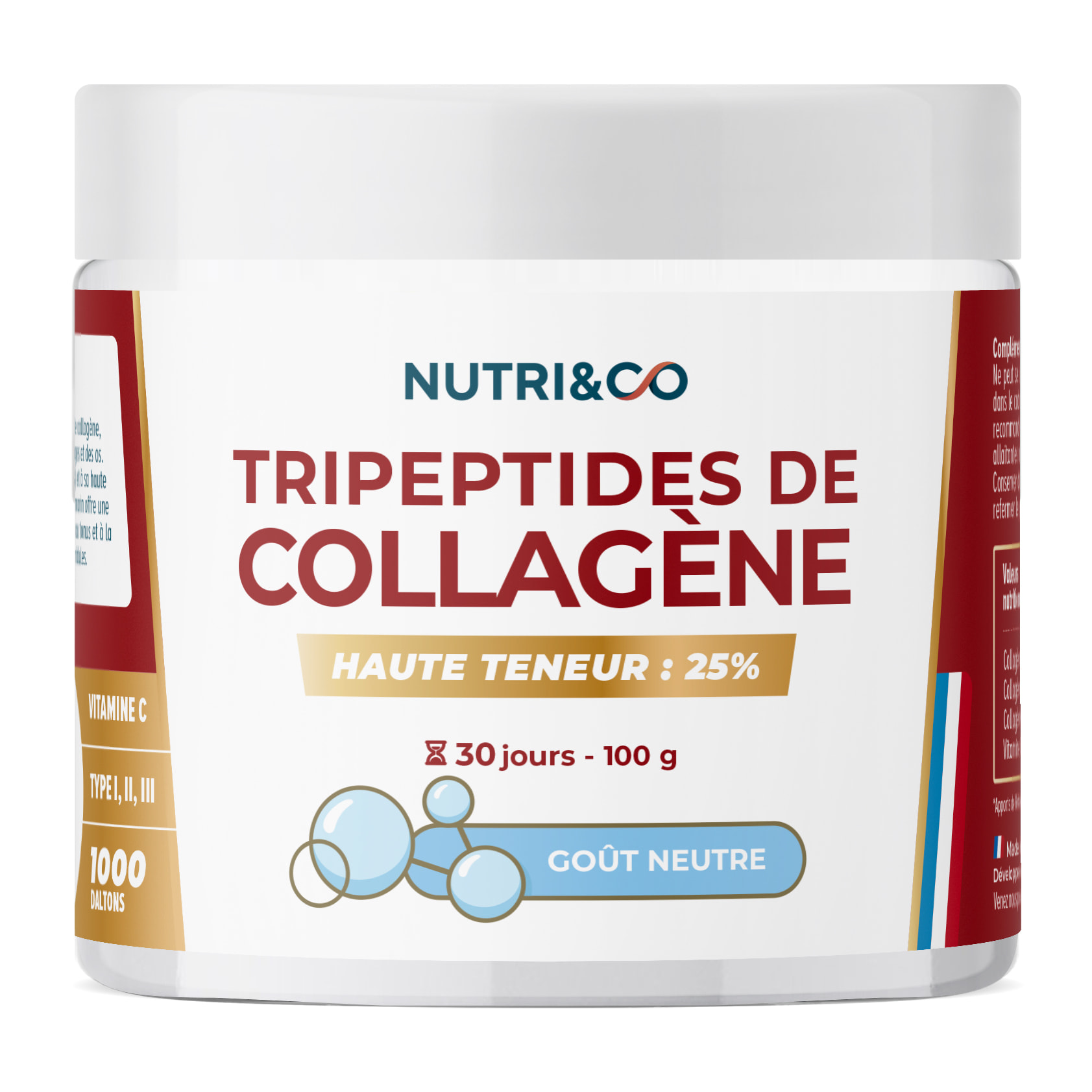 Nutri&Co Tripeptides de Collagène - 100g Goût Neutre