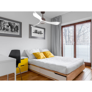 Ventilateur de plafond Réversible  Thermostat Dimmable Wifi Moteur à courant continu Toits en pente Télécommande Lumière à trois tons Adaptateur 2/3 Lames