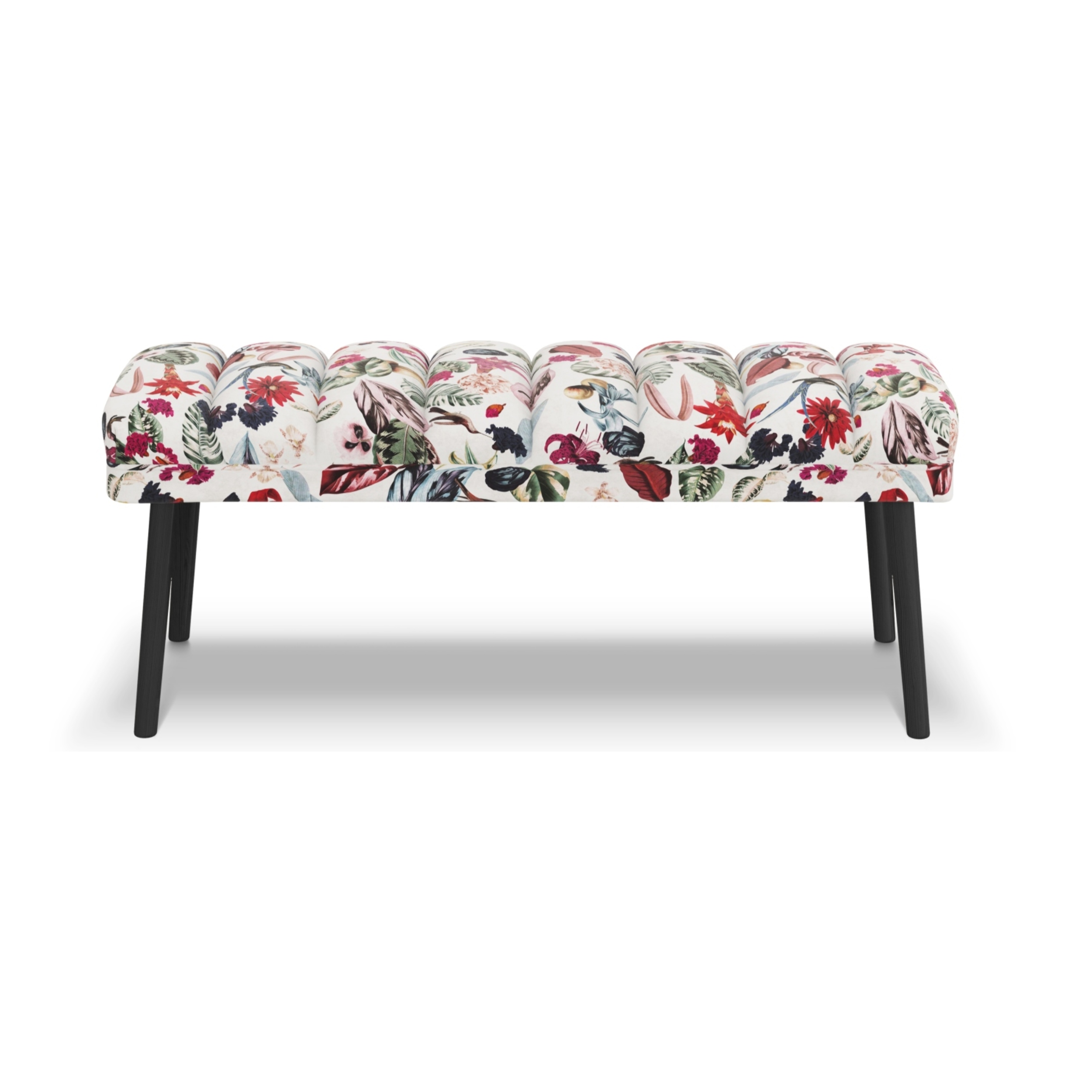 Banc "Frison" 2 places en velours motif tropical