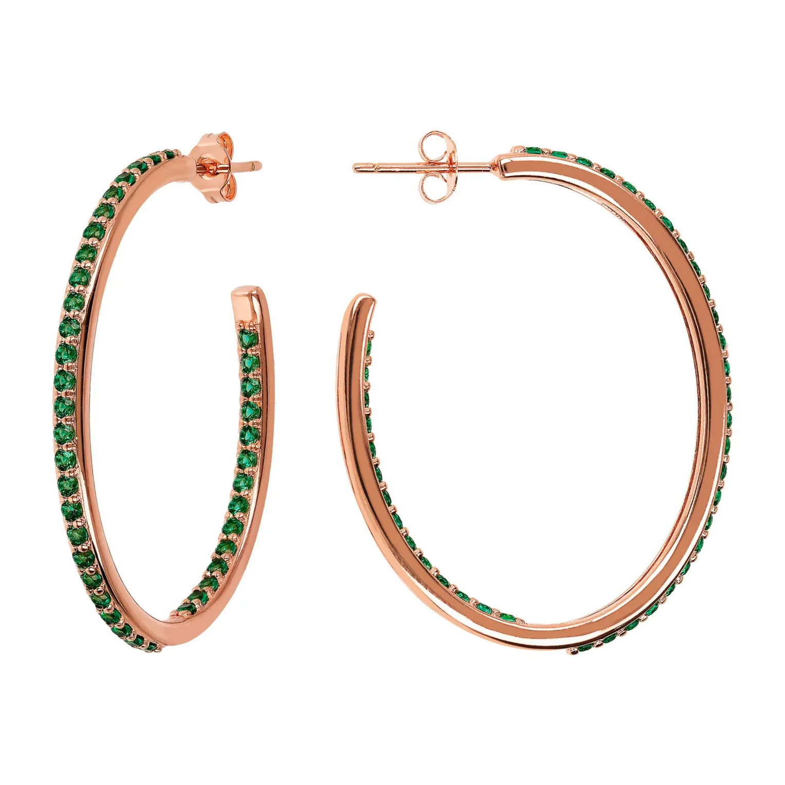 Orecchini a Cerchio Ovali con Cubic Zirconia Rosse