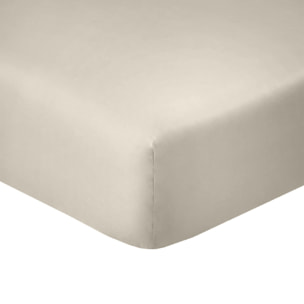 Drap housse uni 100% coton - essentiel - ivoire