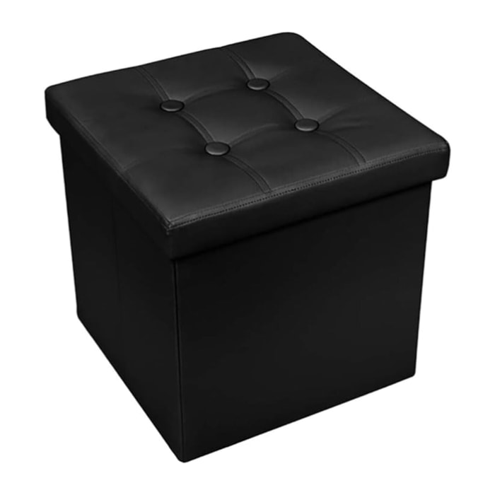Pouf Contenitore, Puffo per Sedersi, Pouf Poggiapiedi, in Ecopelle, Quadrato,Imbottito, Versatile, Facile da Pulire
