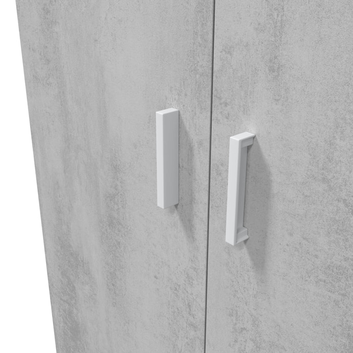 Armadio Multiuso Armadietto Alto Con Doppia Anta e 4 Ripiani Ideale Per Bagno Ingresso Camera Da Letto Garage 80 x 37 x 182 Cm Bianco e Grigio Cemento