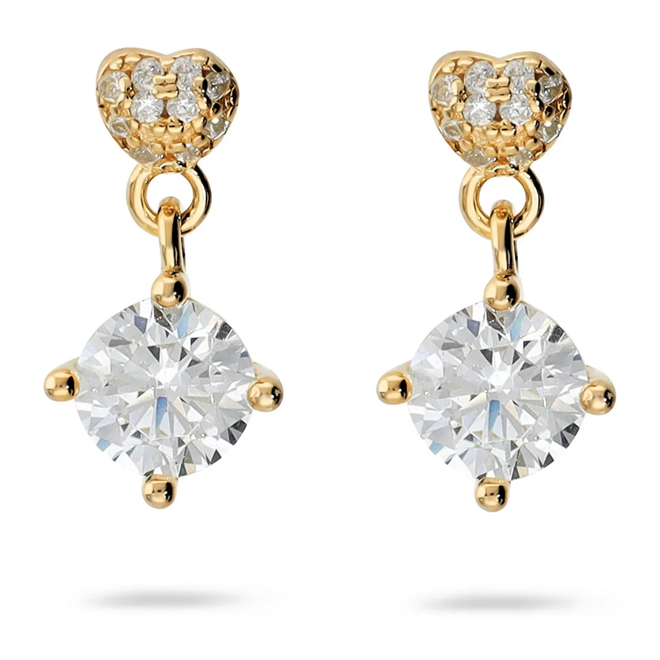Orecchini Pendenti Cuore in Argento 925 placcato Rodio con Ciondolo in Cubic Zirconia