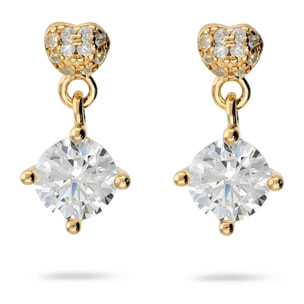 Orecchini Pendenti Cuore in Argento 925 placcato Rodio con Ciondolo in Cubic Zirconia