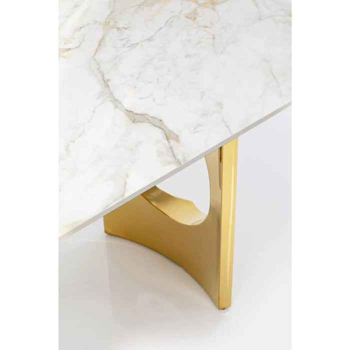 Table Eternity Oho 180x90cm blanche et dorée Kare Design