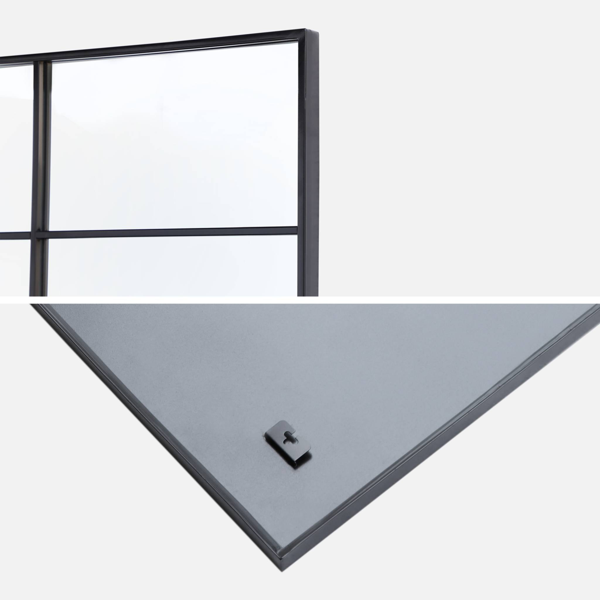 Miroir rectangulaire industriel acier noir - 60 x 140 x 2.5 cm - Terry