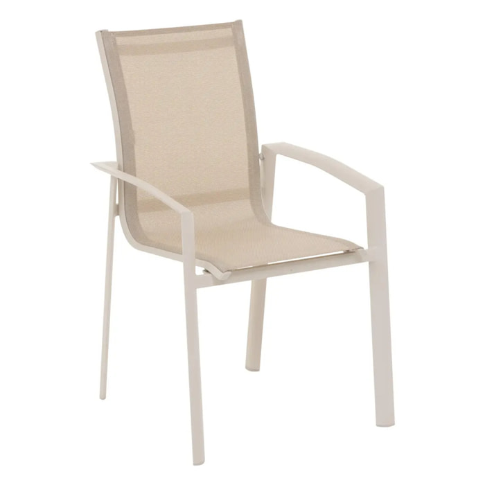 Fauteuil de jardin empilable "Axant" lin & argile en alumumium