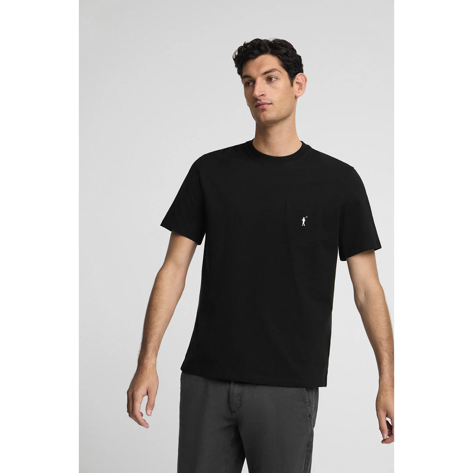 Maglietta nera con tasca e ricamo Rigby Go