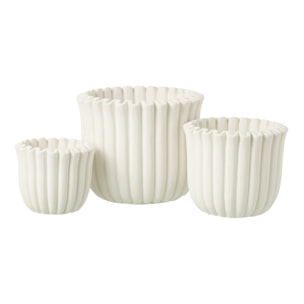 J-Line cache-pot Rayures - ciment - blanc - large - Ø 19.5 cm