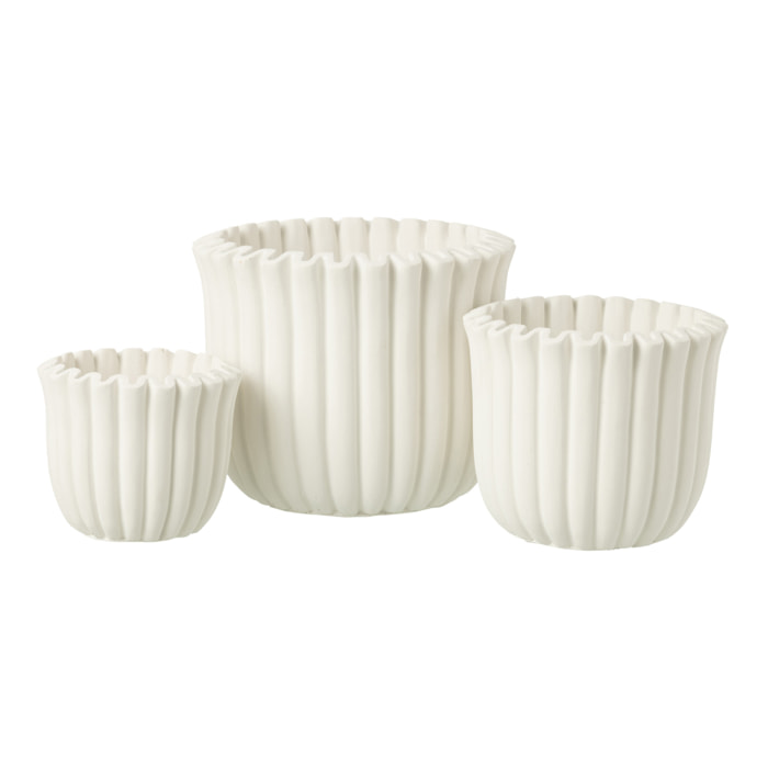 J-Line cache-pot Rayures - ciment - blanc - large - Ø 19.5 cm