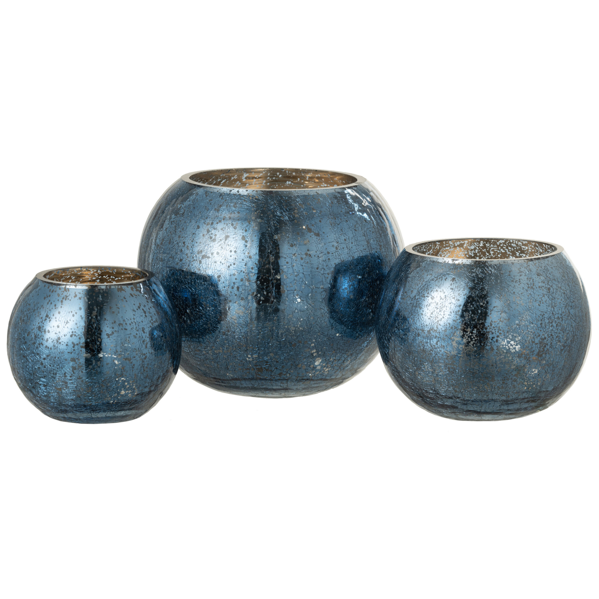 J-Line photophore Boule Craquele Effet Nacré - verre - bleu - large