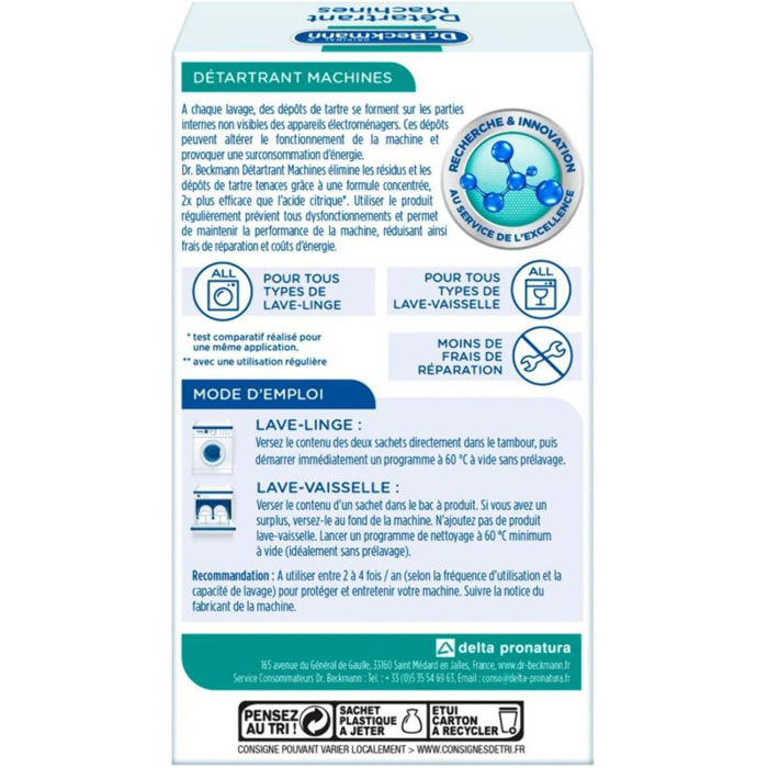 Détartrant DR BECKMANN Pour Machines Lave-Linge & Lave-Vaisselle 2x50g