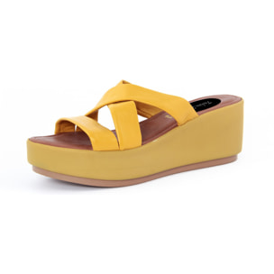 Sandalo con zeppa Donna colore Giallo