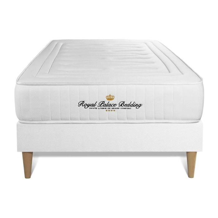 Ensemble - Matelas Mémoire de forme 20cm d'épaisseur - 3 zones de confort - Confort ferme - Sommier tapissier monobloc - 1 place
