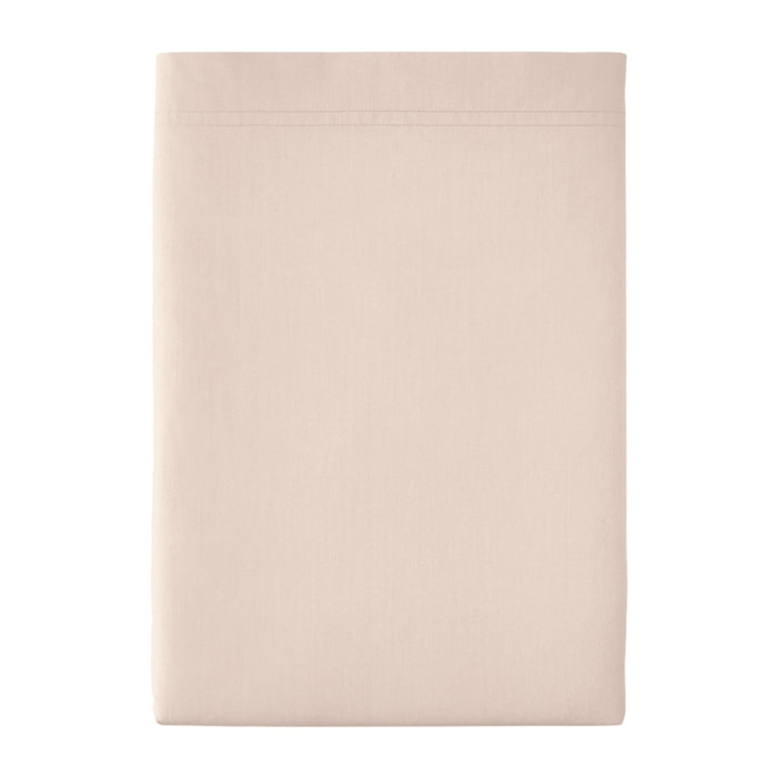 Drap plat uni en percale de coton, PREMIÈRE, Rose Lingerie