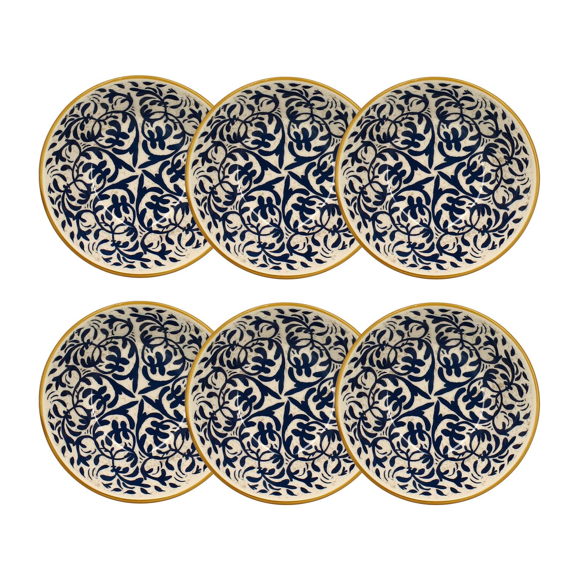 Lot de 6 coupelles à motif bleu en grès 16cm HERACLEE