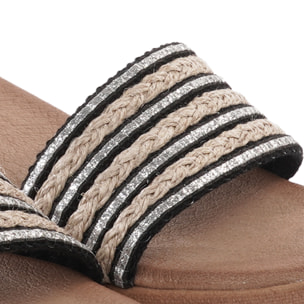 SANDALO ZEPPA FASCIA CORDA NERO