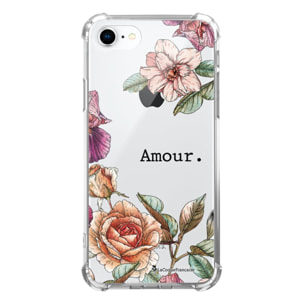 Coque iPhone 7/8/ iPhone SE 2020 anti-choc souple angles renforcés transparente Amour en fleurs La Coque Francaise