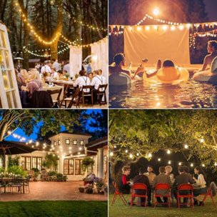 Catenaria di luci da esterno con 27 bulbi con pannello solare