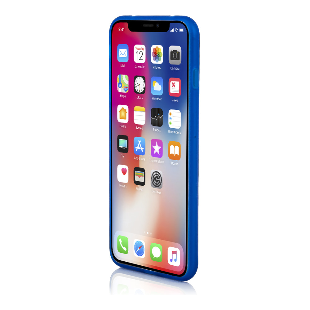DAM COVER IN TPU TRASPARENTE CON COLORI IPHONE X 7x1x14 Cm. Colore blu