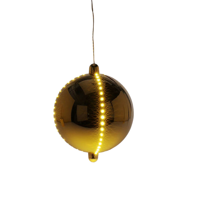 bola de navidad led con 4 tiras de luces 15cm color dorado