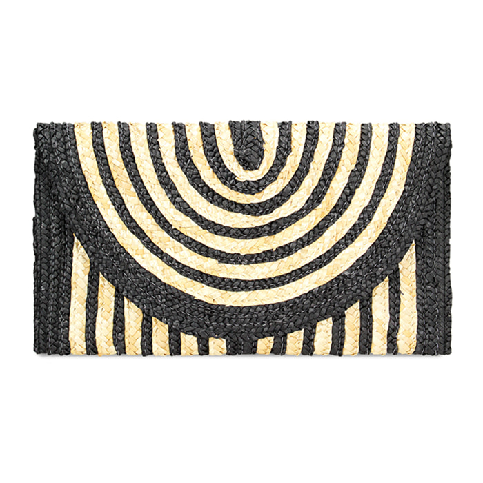 Bolso de mano de playa negro-marrón de paja