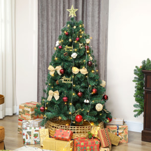 Árbol de Navidad 150 cm con Adornos, 150 Luces LED Blanco Cálido, Árbol de Navidad Decorado con 8 Modos de Iluminación, 480 Ramas, Soporte de Acero, Decoración para Hogar, Fiesta, Interior