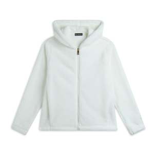 Felpa donna con cappuccio e zip in tessuto teddy