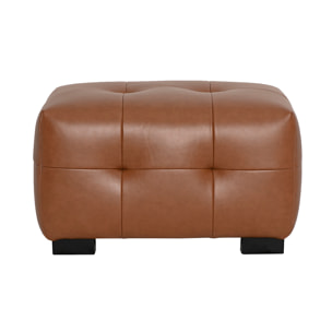 Pouf repose-pieds design en cuir marron CORTO