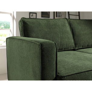 Jake - canapé d'angle droit - convertible avec coffre - 4 places - en velours côtelé - Vert